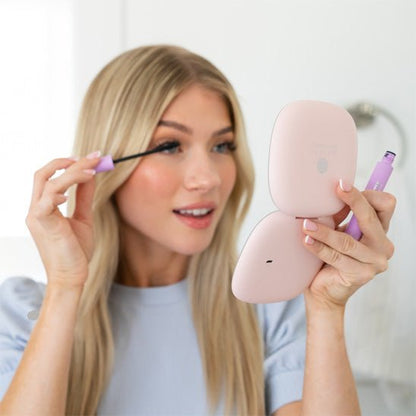 Miroir maquillage LED pliable avec zoom 10X | Lumineux - SkinSooBeauty